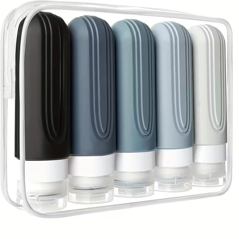 Set of Five Toiletry Travel Bottle Organizers