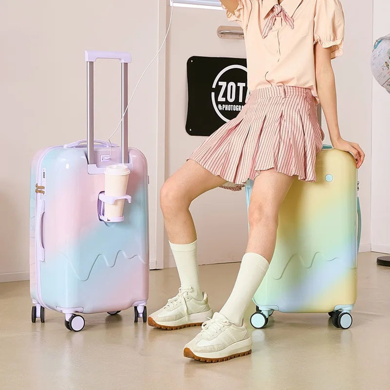 Pastel Hard-Shell Rolling Luggage Bag