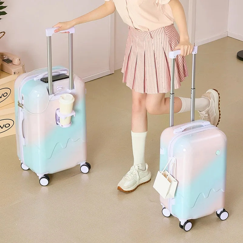 Pastel Hard-Shell Rolling Luggage Bag