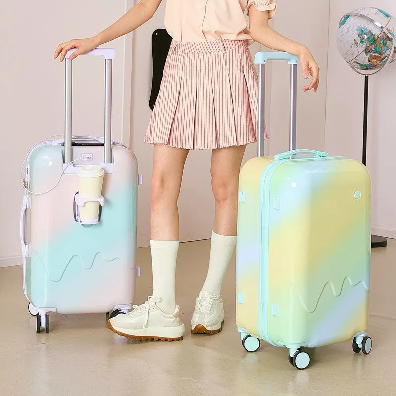 Pastel Hard-Shell Rolling Luggage Bag