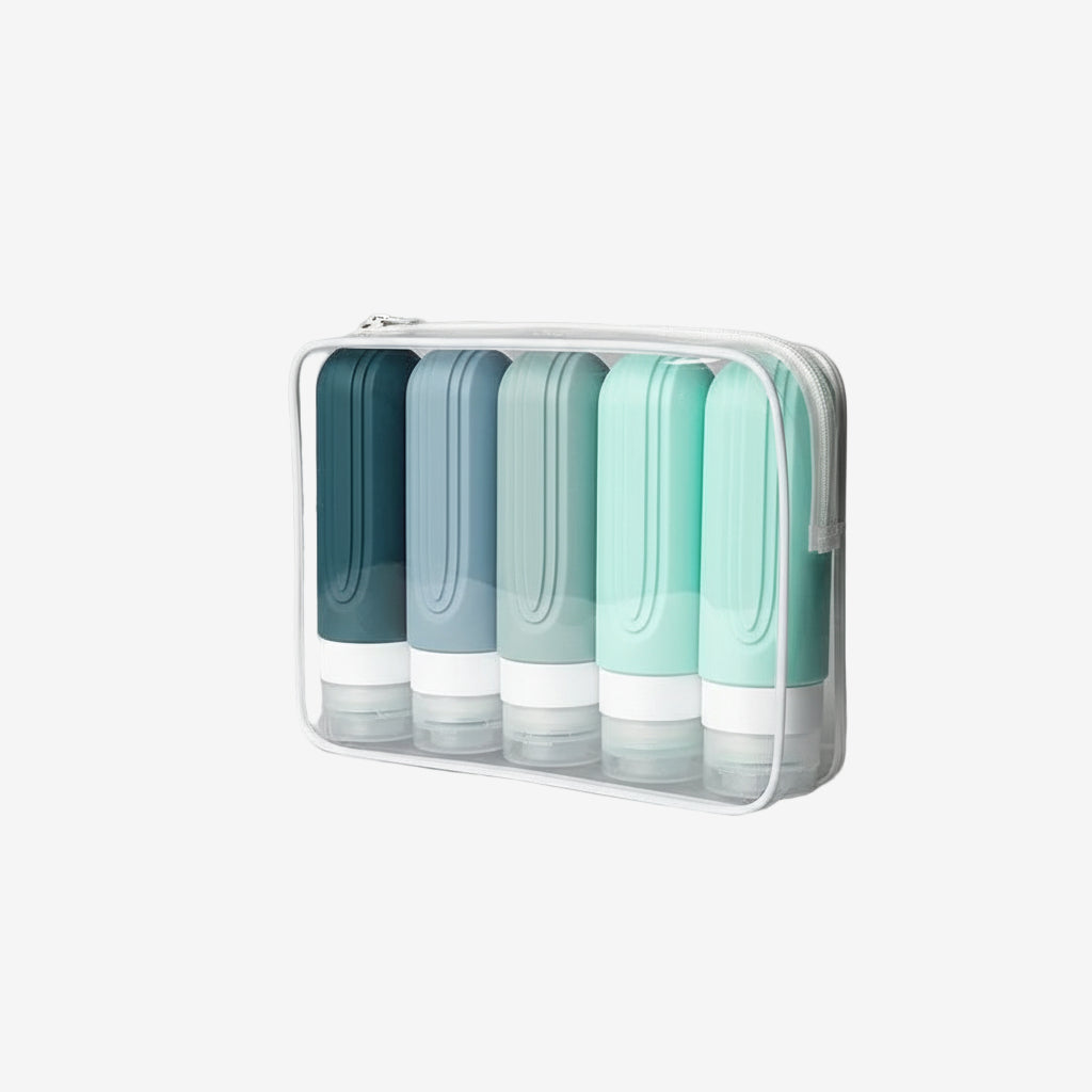 Set of Five Toiletry Travel Bottle Organizers