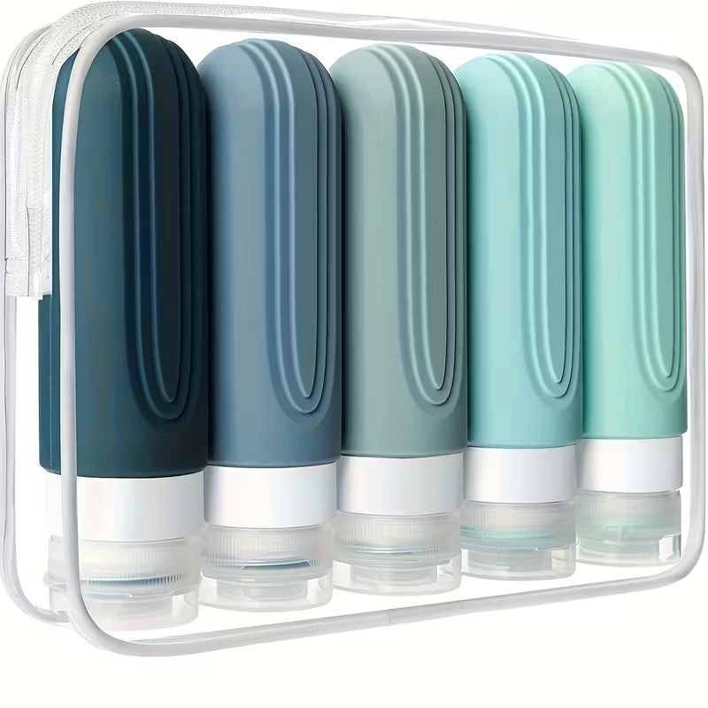 Set of Five Toiletry Travel Bottle Organizers
