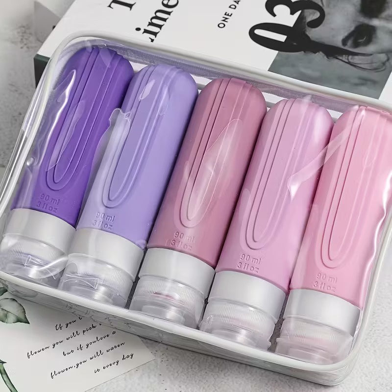 Set of Five Toiletry Travel Bottle Organizers