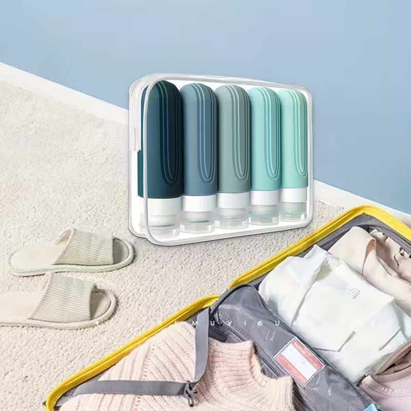 Set of Five Toiletry Travel Bottle Organizers